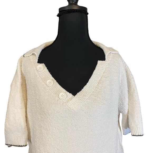 Rachel Comey Terrycloth Sweater Top White Short Sleeve Textured Knit Peru medium - Picture 3 of 8